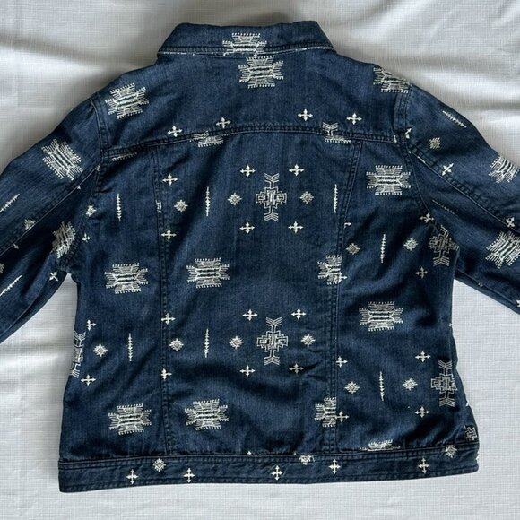 Laura Ashley Blue Denim Jacket Size L with Southwest Stitched design - Picture 4 of 9